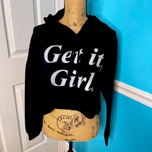 Women’s Black “Get It Girl” Crop Hoodie M